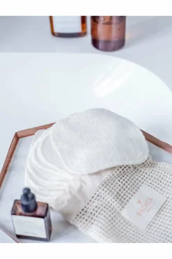 7 carrés démaquillants réutilisables + filet de lavage