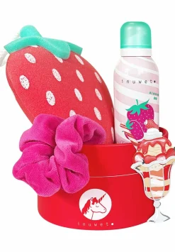 Coffret mousse de bain, éponge & chouchou Fraise