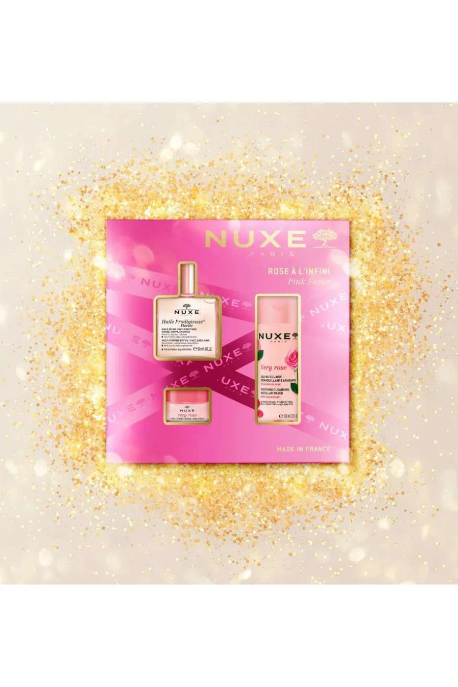 Coffret Noël soin visage rose avec l’huile prodigieuse florale 50ml et un soin offert