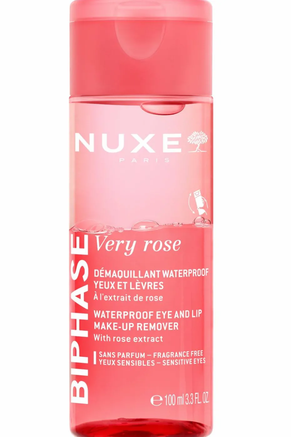 Démaquillant waterproof yeux et lèvres Biphase Very rose