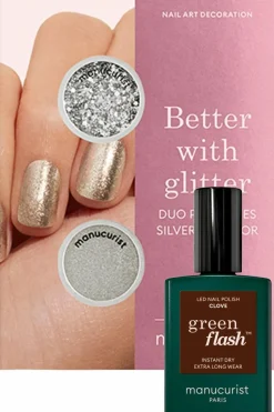 Duo de poudre à effet et paillettes et vernis Green Flash