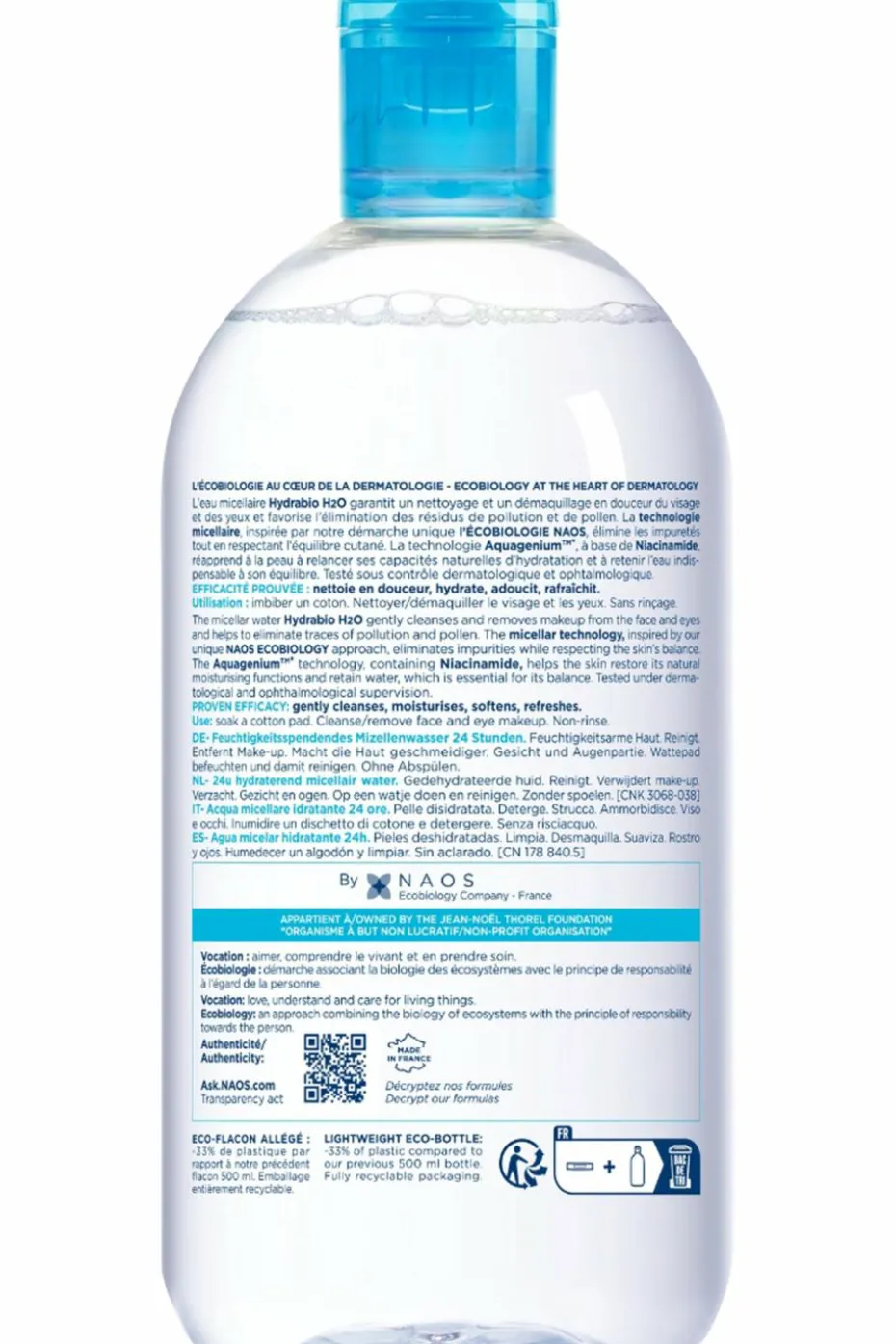 Eau micellaire démaquillante hydratante Hydrabio H20