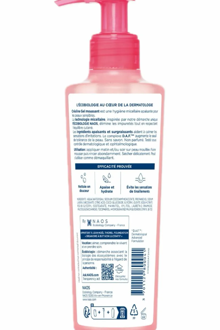 Gel moussant nettoyant apaisant micellaire Créaline