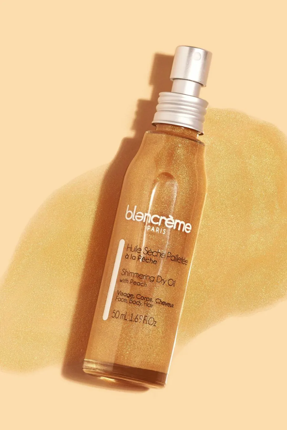 Huile sèche pailletée à la pêche