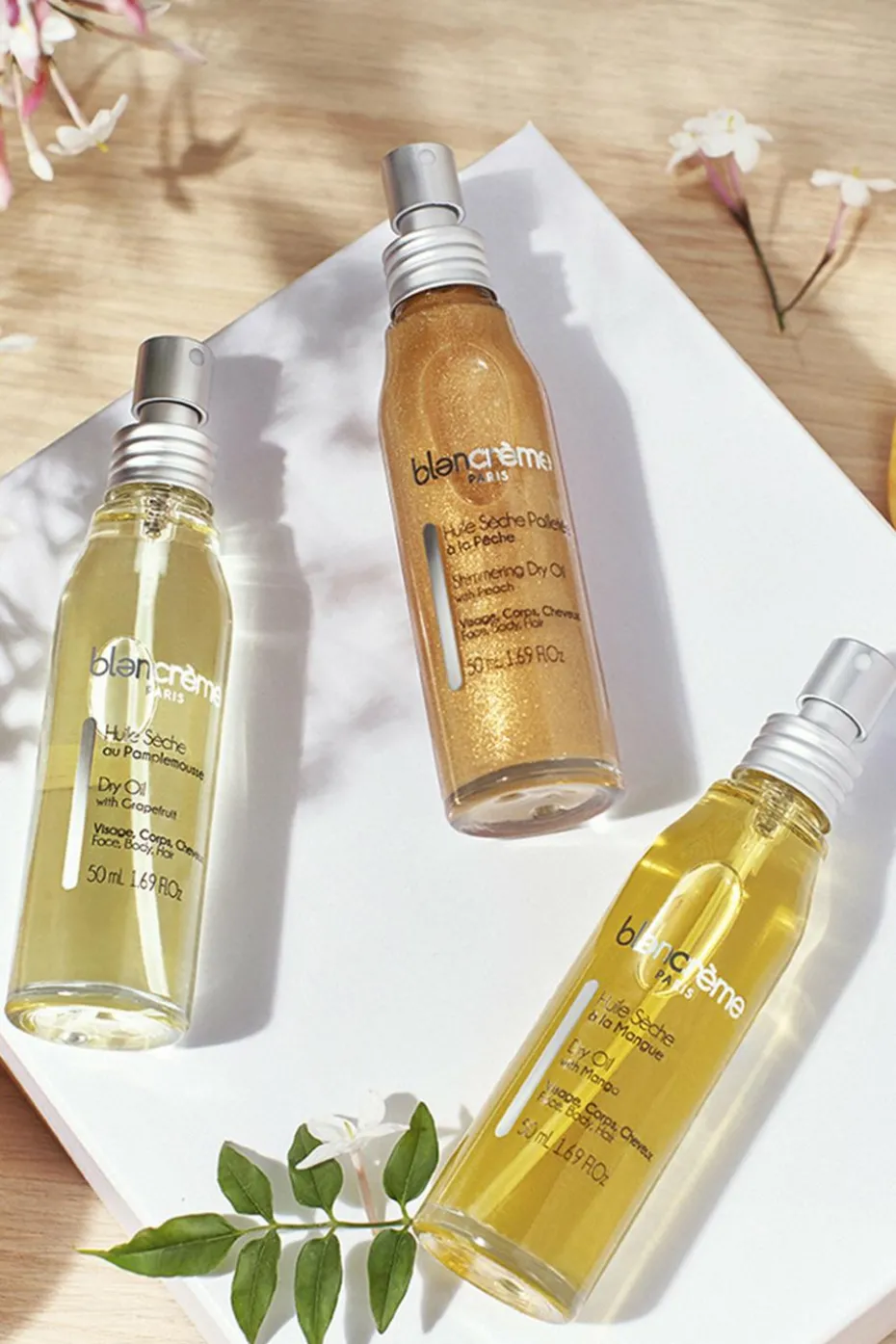 Huile sèche pailletée à la pêche