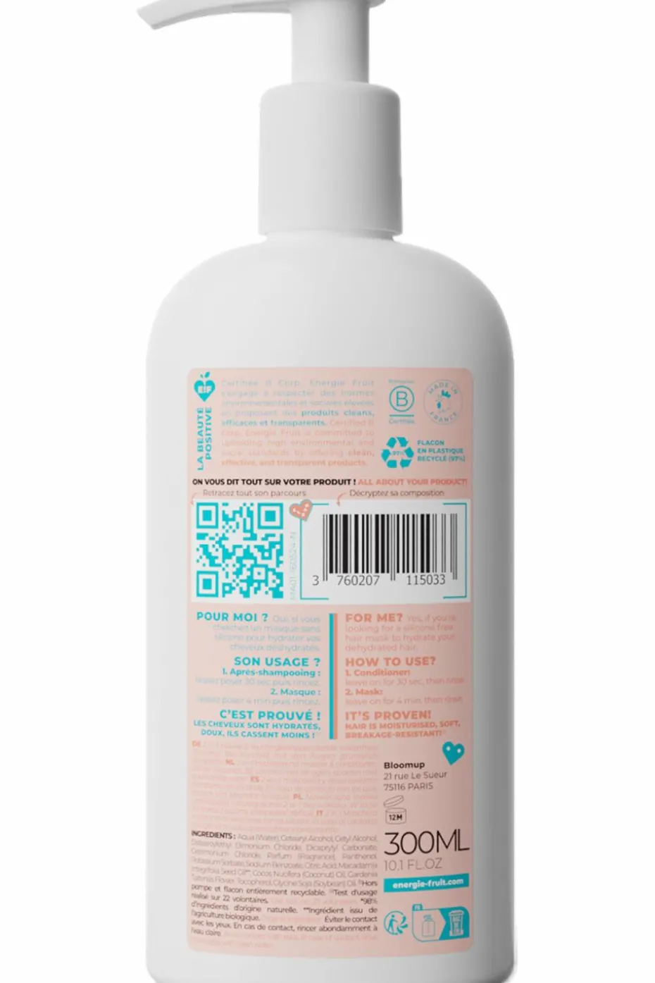 Masque capillaire 2-en-1 au monoï & huile de macadamia