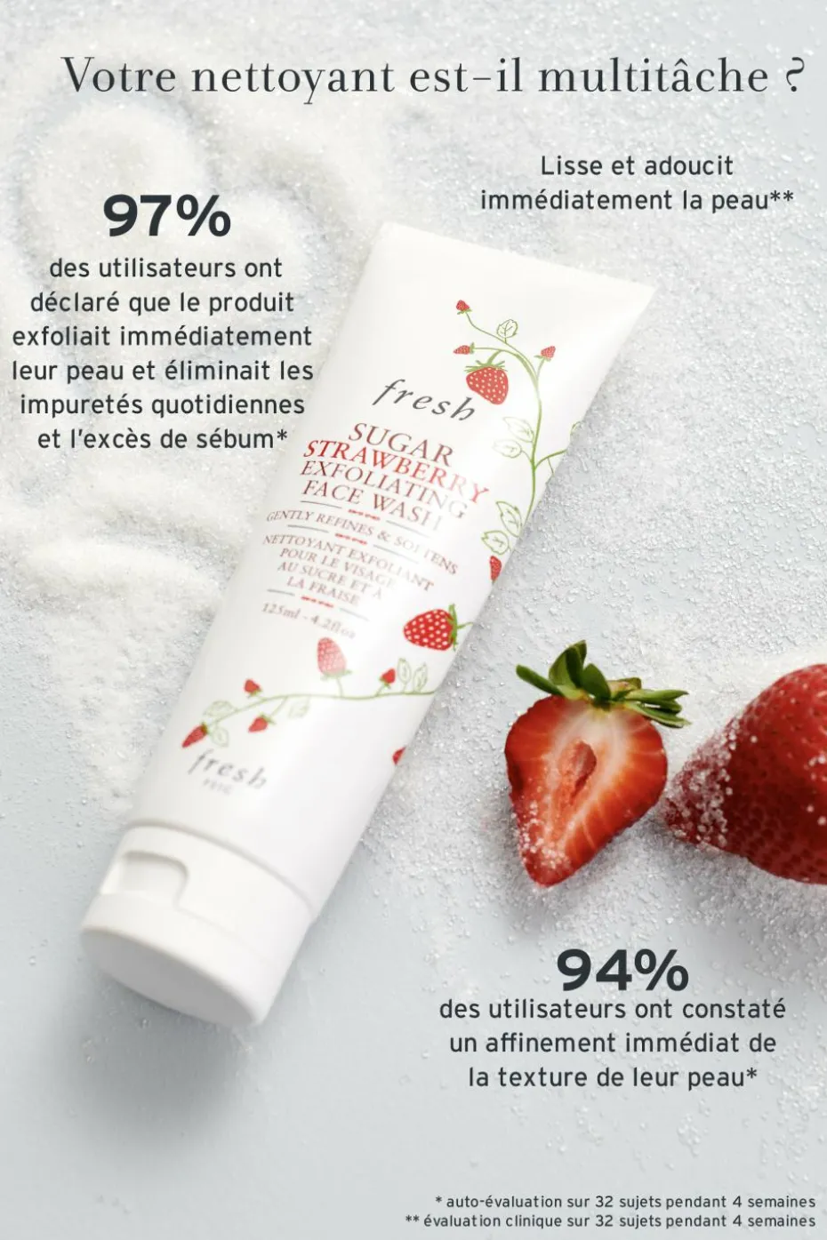 Nettoyant visage à la fraise et au sucre
