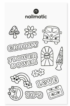 Planche de tatouages à colorier seventies