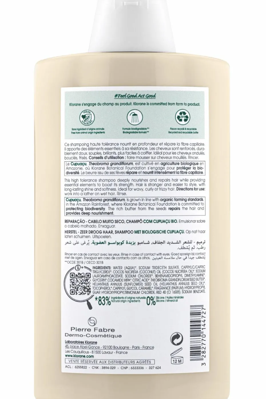 Shampoing nutritif et réparateur au beurre de Cupuaçu bio